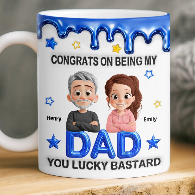 Personalised 3D Inflated Effect Printed Mug - Birthday Gifts For Dad - Congrats On Being My Dad