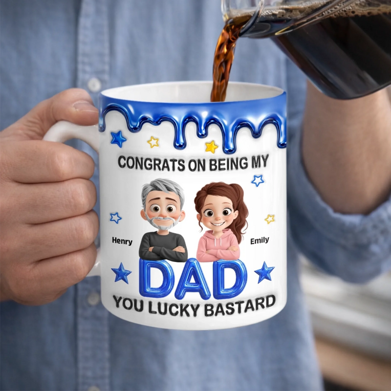 Personalised 3D Inflated Effect Printed Mug - Birthday Gifts For Dad - Congrats On Being My Dad