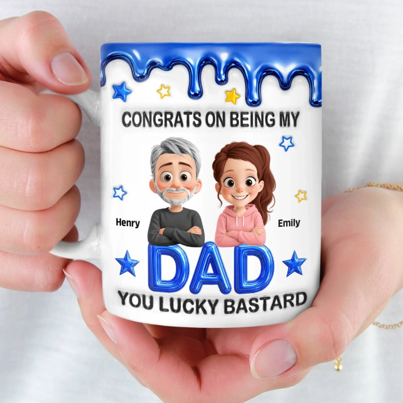 Personalised 3D Inflated Effect Printed Mug - Birthday Gifts For Dad - Congrats On Being My Dad
