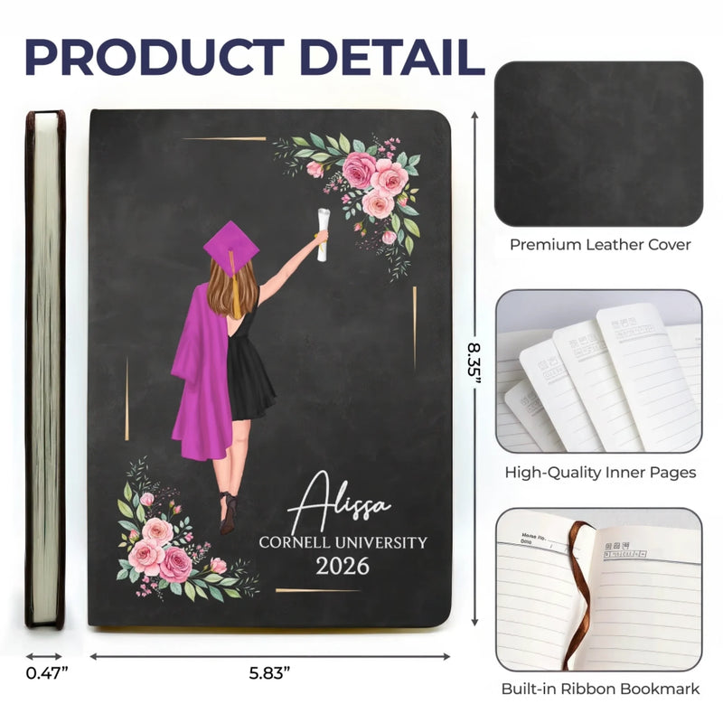 Personalised Leather Journal - Graduation Gift for Him or Her — Start Strong, Finish Proud
