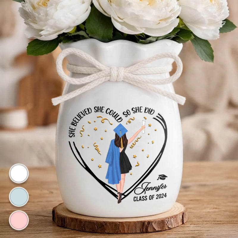 Personalised Ribbon Flower Vase - Meaningful Graduation Gift - Graduation Looks Good On You