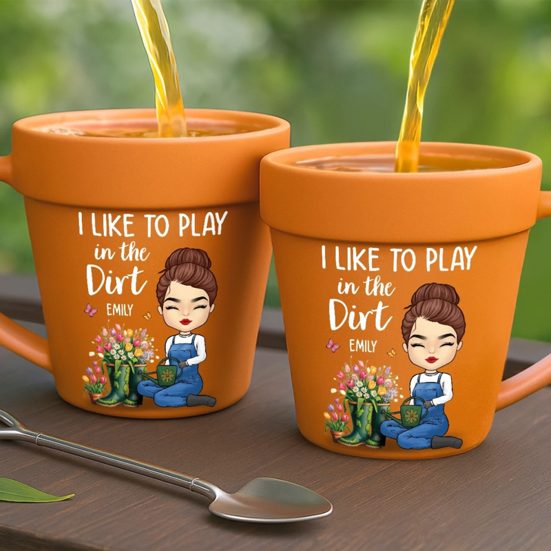 Personalised Plant Pot Mug – Garden Gift for Gardeners – Garden Hair, Don’t Care