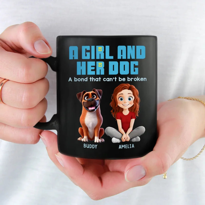 Personalised Black Mug - Gift For Dog Mom, Dog Lovers - A Bond That Can't Be Broken