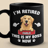 Personalised Black Mug - Gift For Dog Dad, Cat Mom, Pet Lovers - This Is My Boss Now