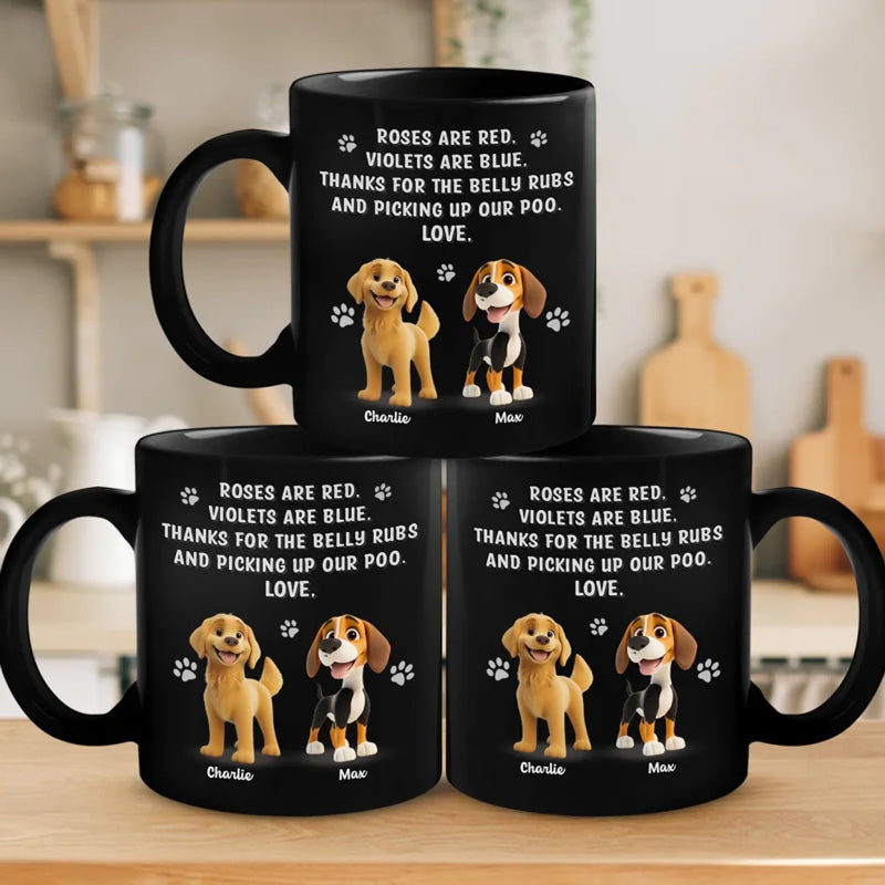 Personalised Black Mug - Gift For Dog Dad & Mom, Dog Lovers - Thanks For Picking Up My Poo