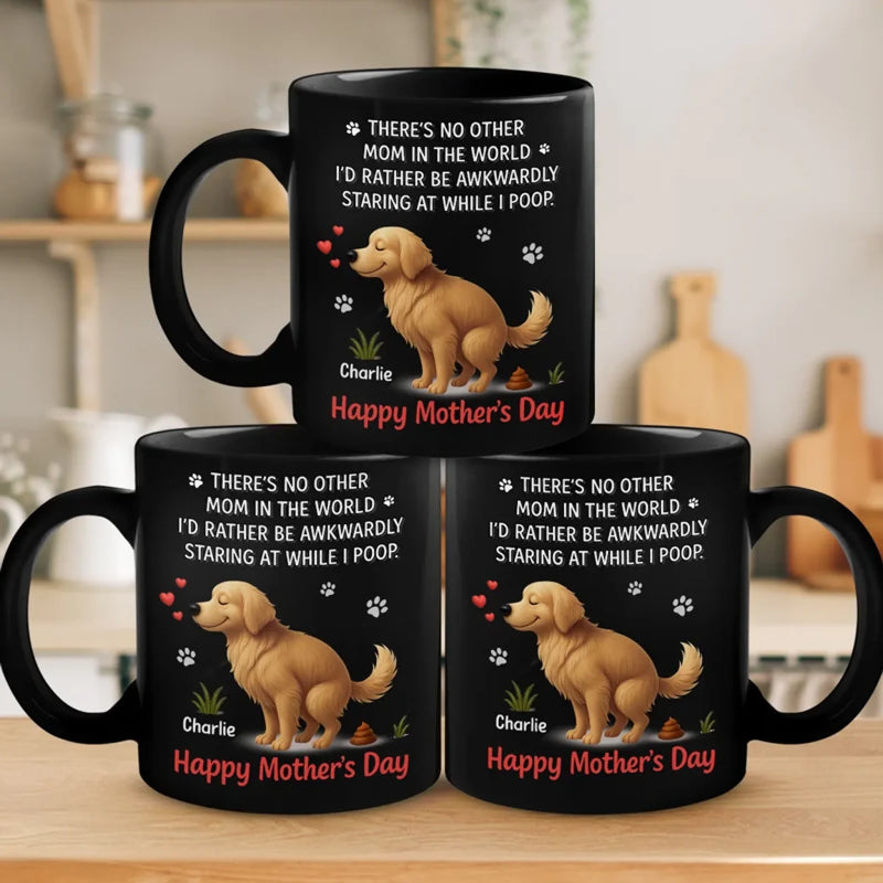 Personalised Black Mug - Mother's Day Gifts For Dog Mom, Dog Lovers - Thanks For My Poo Duty