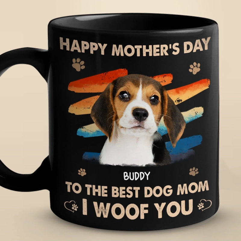 Personalised Photo Black Mug - Mother's Day Gifts For Dog Mum, Cat Lovers - I Woof You So Much