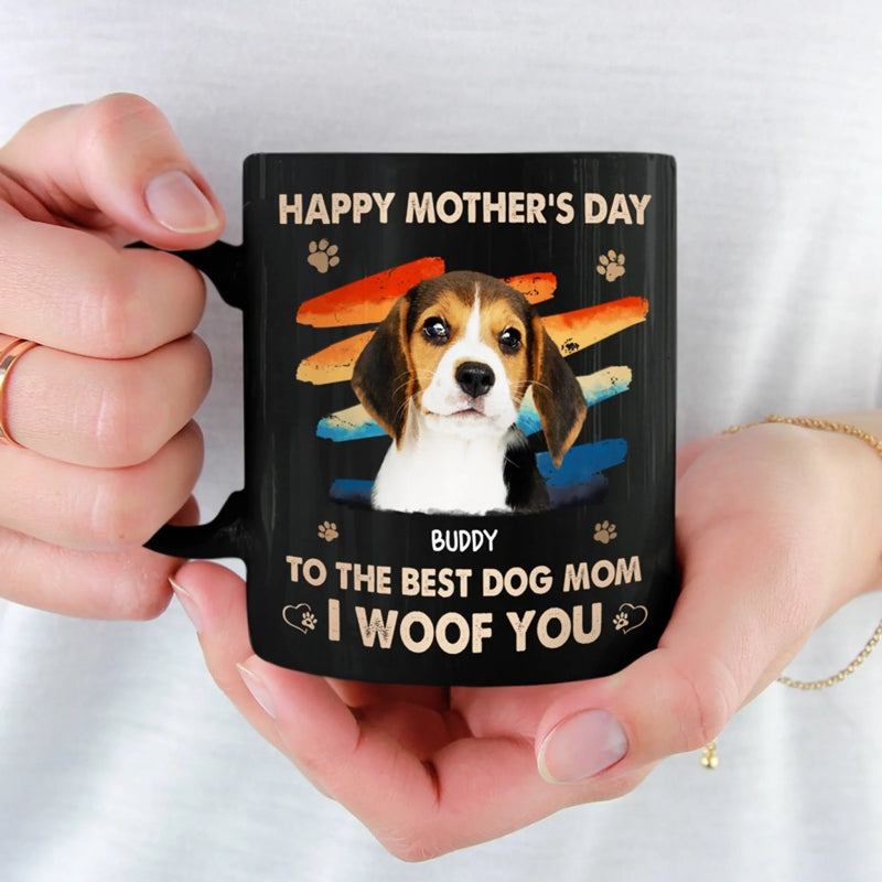 Personalised Photo Black Mug - Mother's Day Gifts For Dog Mum, Cat Lovers - I Woof You So Much