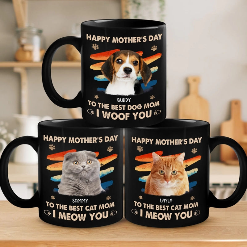 Personalised Photo Black Mug - Mother's Day Gifts For Dog Mum, Cat Lovers - I Woof You So Much