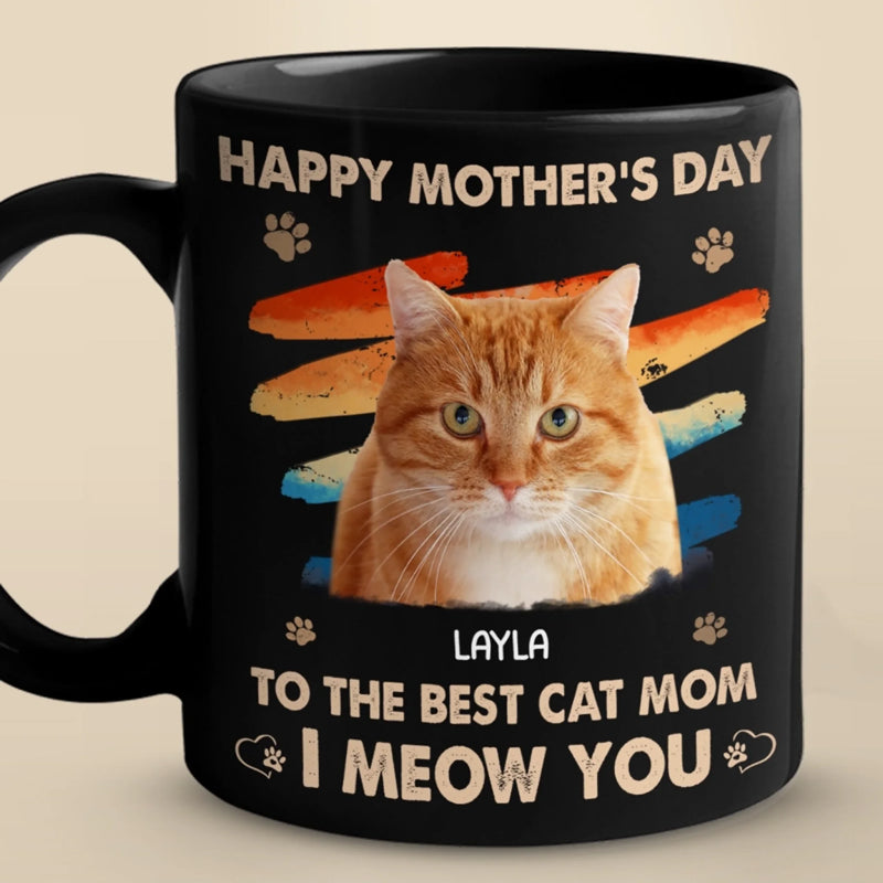 Personalised Photo Black Mug - Mother's Day Gifts For Cat Mum, Dog Lovers - I Meow You So Much