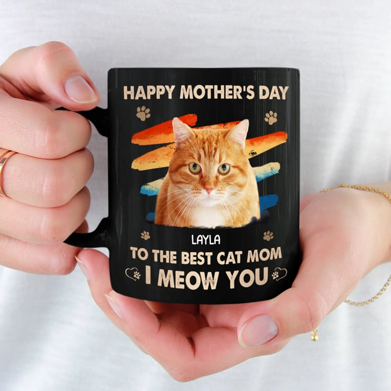 Personalised Photo Black Mug - Mother's Day Gifts For Cat Mum, Dog Lovers - I Meow You So Much