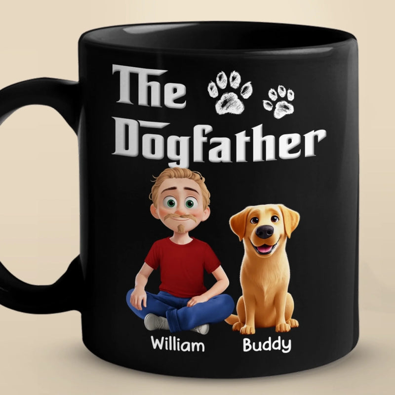 Personalised Black Mug - Gift For Dog Dad, Dog Lovers - The Dogfather Returns