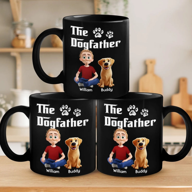 Personalised Black Mug - Gift For Dog Dad, Dog Lovers - The Dogfather Returns