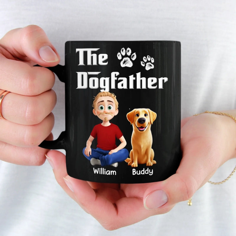 Personalised Black Mug - Gift For Dog Dad, Dog Lovers - The Dogfather Returns
