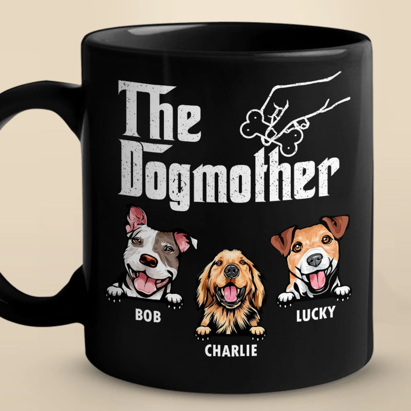 Personalised Black Mug - Gift For Dog Dad, Dog Lovers - The Dogfather Rules