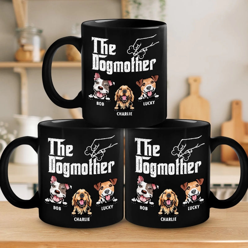Personalised Black Mug - Gift For Dog Dad, Dog Lovers - The Dogfather Rules