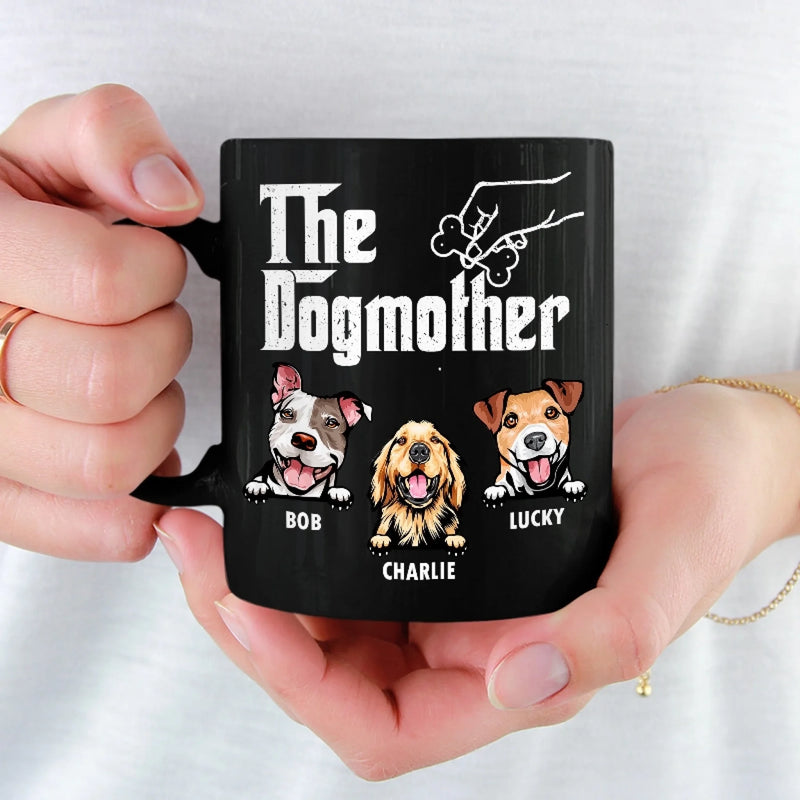 Personalised Black Mug - Gift For Dog Dad, Dog Lovers - The Dogfather Rules