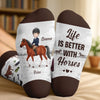 Personalised Crew Socks - Gifts For Men And Women, Horse Lovers - Life Is Better With Horses