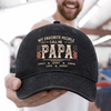 Personalised Vintage Washed Denim Cap - Gifts For Dad, Grandpa - The Best Call Me Papa