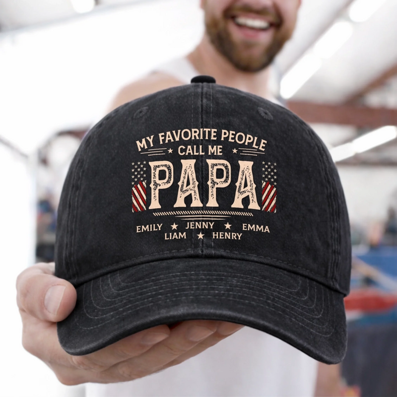 Personalised Vintage Washed Denim Cap - Gifts For Dad, Grandpa - The Best Call Me Papa
