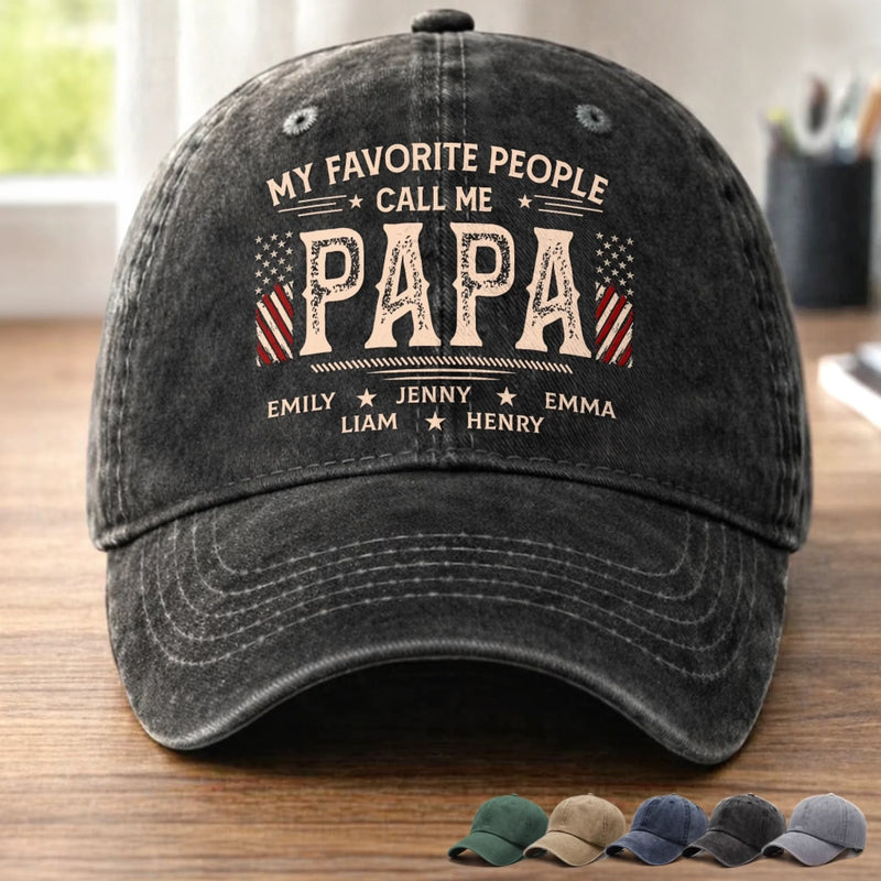 Personalised Vintage Washed Denim Cap - Gifts For Dad, Grandpa - The Best Call Me Papa
