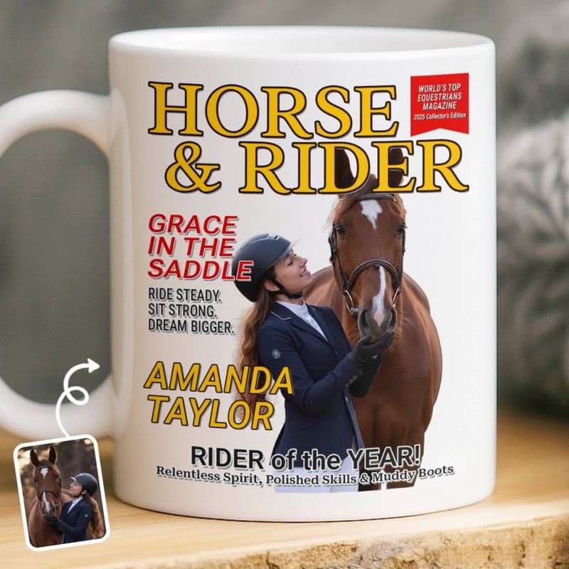 Personalised Mug with Photo - Birthday Gifts For Horse Lovers - Grace In The Saddle