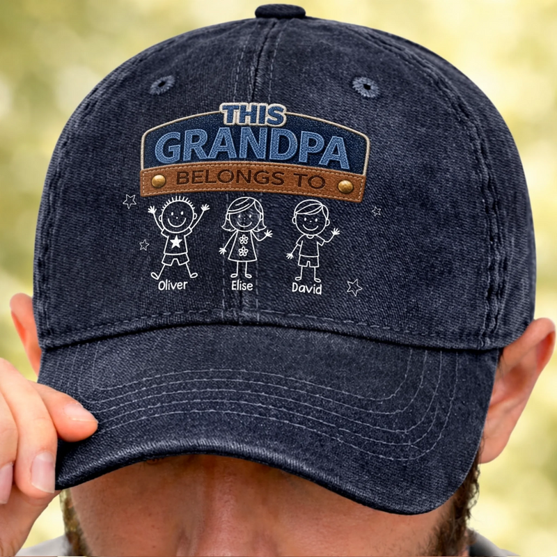 Personalised Vintage Washed Denim Cap – Gifts For Dad, Grandpa – Built Strong By Dad