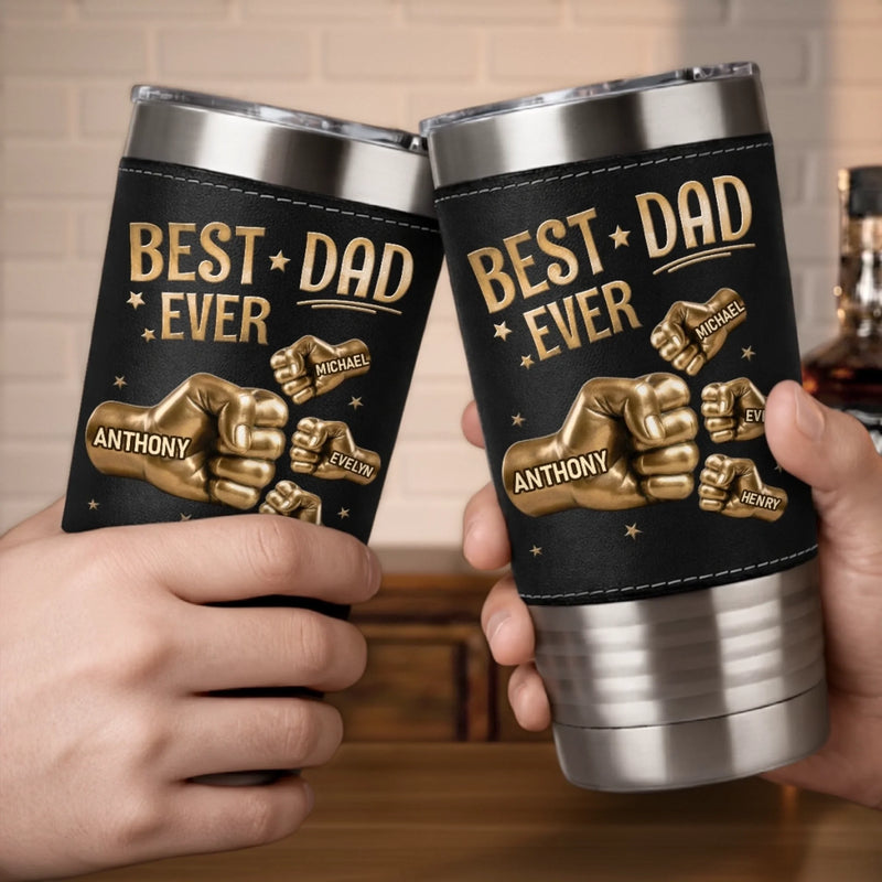 Personalised Printed Leather Tumbler – Father's Day Gifts For Dad, Grandpa – Dad The Man The Myth