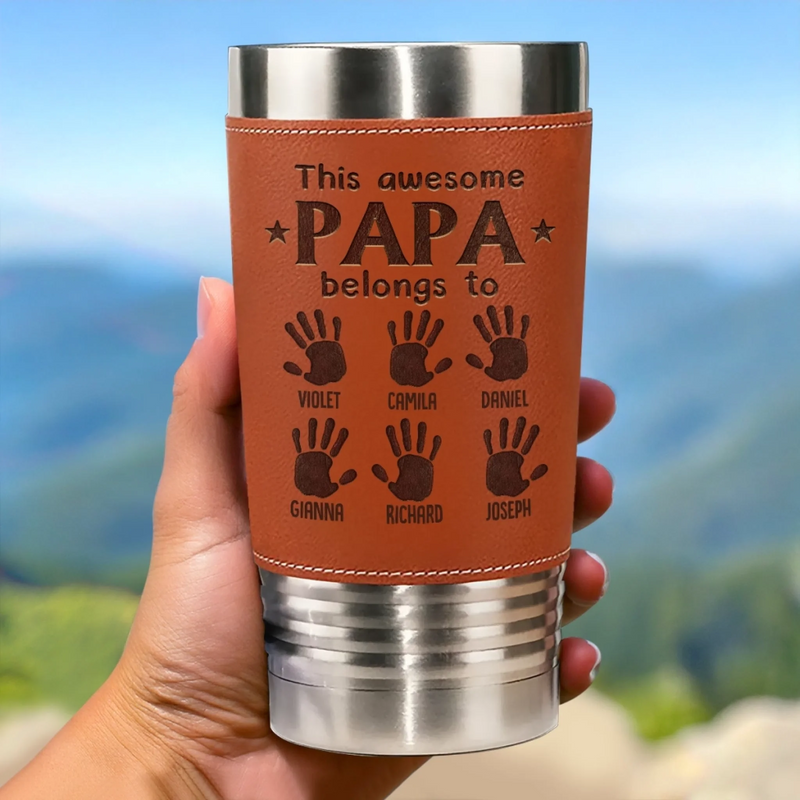 Personalised Printed Leather Tumbler – Father's Day Gifts For Dad, Grandpa – World’s Greatest Dad