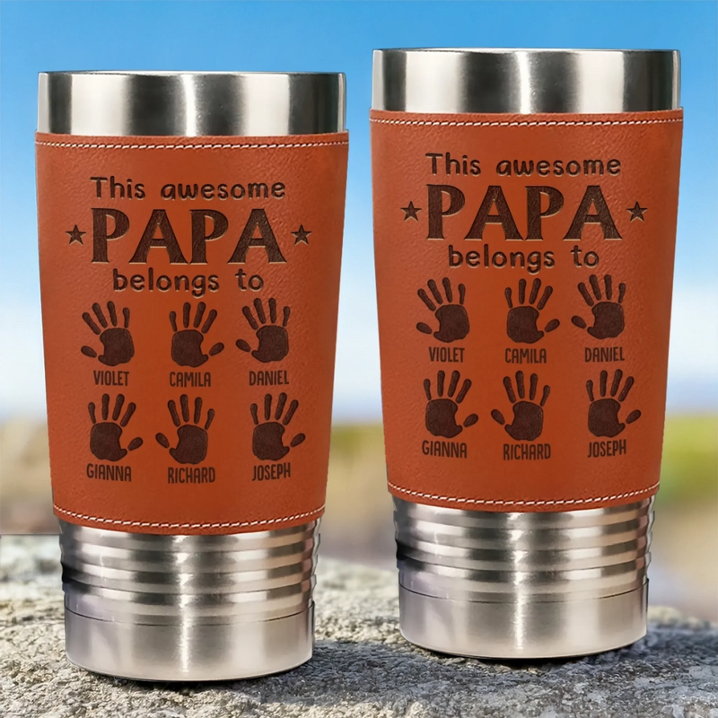 Personalised Printed Leather Tumbler – Father's Day Gifts For Dad, Grandpa – World’s Greatest Dad