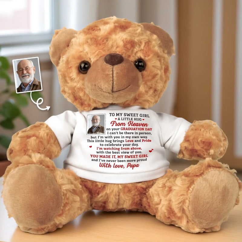 Personalised Teddy Bear Plush with Photo – Meaningful Memorial or Graduation Gift – A Gentle Hug From Heaven