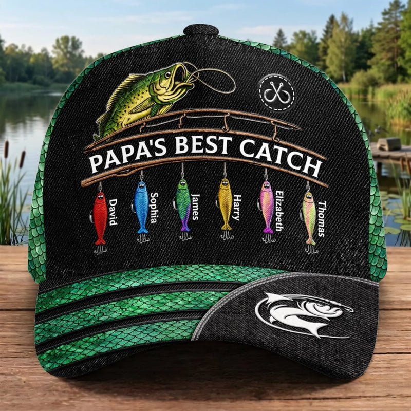 Personalised Classic Cap - Father's Day Fishing Gifts For Fisherman, Dad, Grandpa - My Best Catch Ever