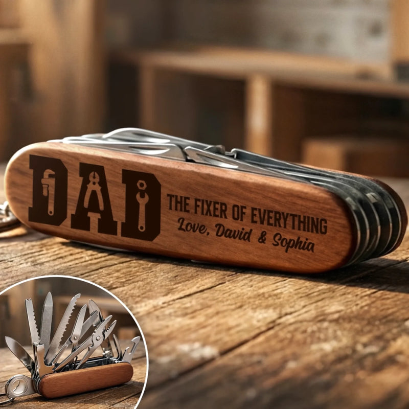 Personalised 15-in-1 Pocket Multi Tool - Father's Day Birthday Gifts For Dad, Grandpa - Forever Grateful For Dad
