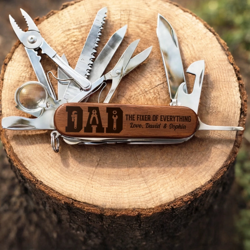 Personalised 15-in-1 Pocket Multi Tool - Father's Day Birthday Gifts For Dad, Grandpa - Forever Grateful For Dad