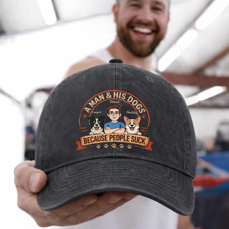 Personalised Vintage Washed Denim Cap – Father's Day Gift For Dod Dad – Cheers For My Mess