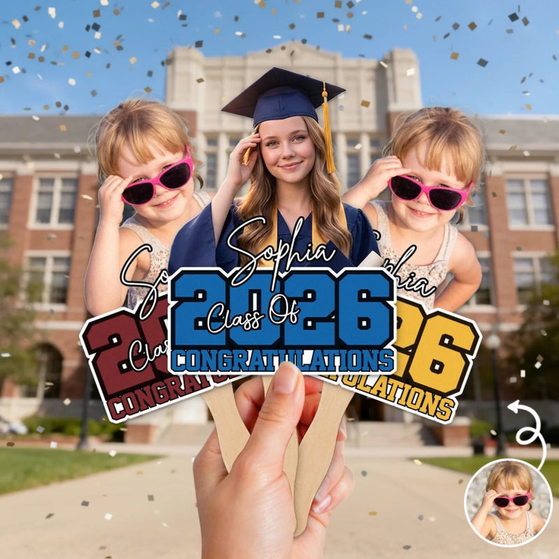 Personalised Graduation Hand Fan with Photo - Meaningful Graduation Gift  - The Best Is Yet To Come