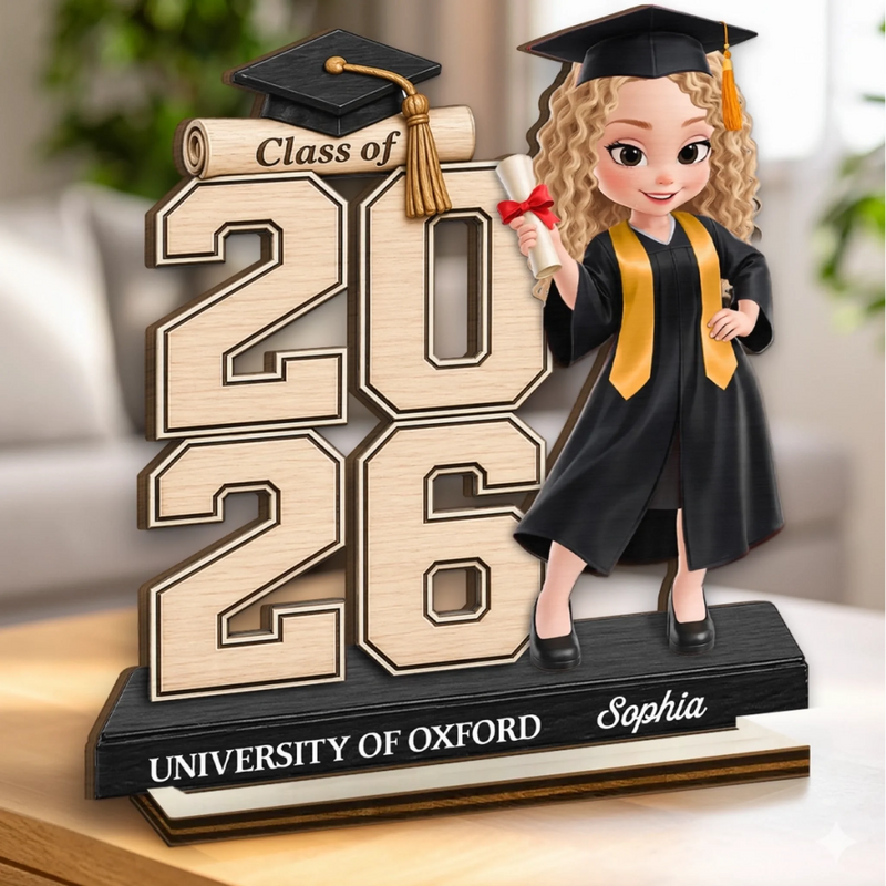 Personalised 2-Layer Wooden Plaque - Meaningful Graduation Gift - She Believed, She Achieved
