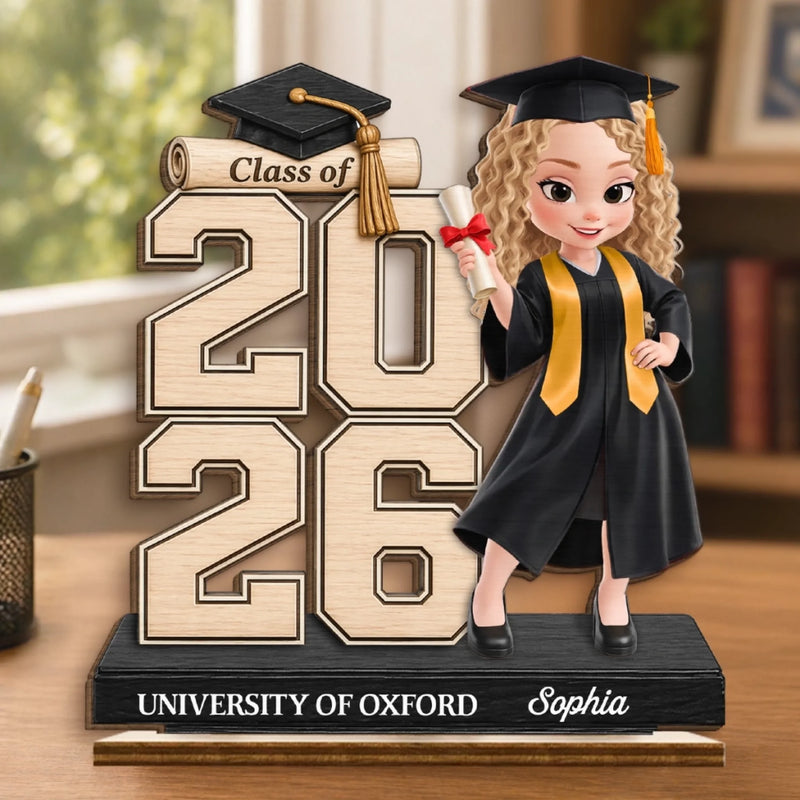 Personalised 2-Layer Wooden Plaque - Meaningful Graduation Gift - She Believed, She Achieved