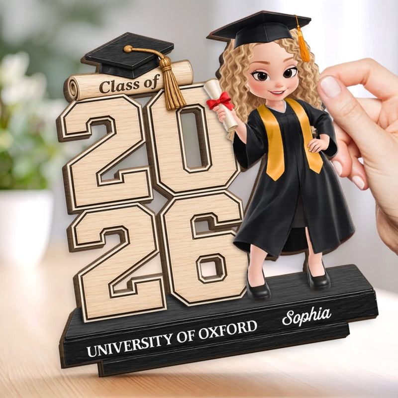Personalised 2-Layer Wooden Plaque - Meaningful Graduation Gift - She Believed, She Achieved