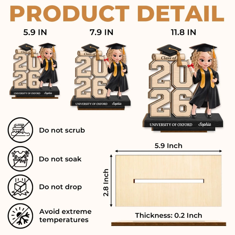 Personalised 2-Layer Wooden Plaque - Meaningful Graduation Gift - She Believed, She Achieved