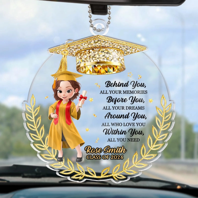 Personalised Acrylic Car Ornament - Meaningful Graduation Gift - Graduation Glow On The Go