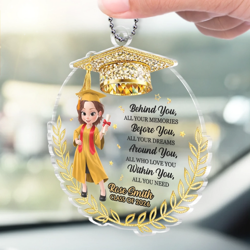 Personalised Acrylic Car Ornament - Meaningful Graduation Gift - Graduation Glow On The Go