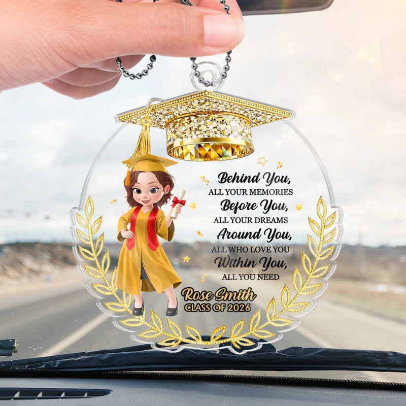 Personalised Acrylic Car Ornament - Meaningful Graduation Gift - Graduation Glow On The Go