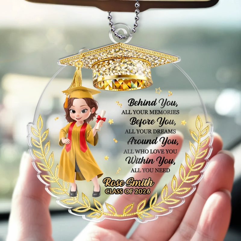 Personalised Acrylic Car Ornament - Meaningful Graduation Gift - Graduation Glow On The Go