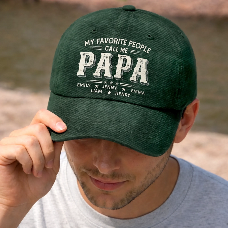 Personalised Vintage Washed Denim Cap - Gifts For Dad, Grandpa - Daddy Is Timeless
