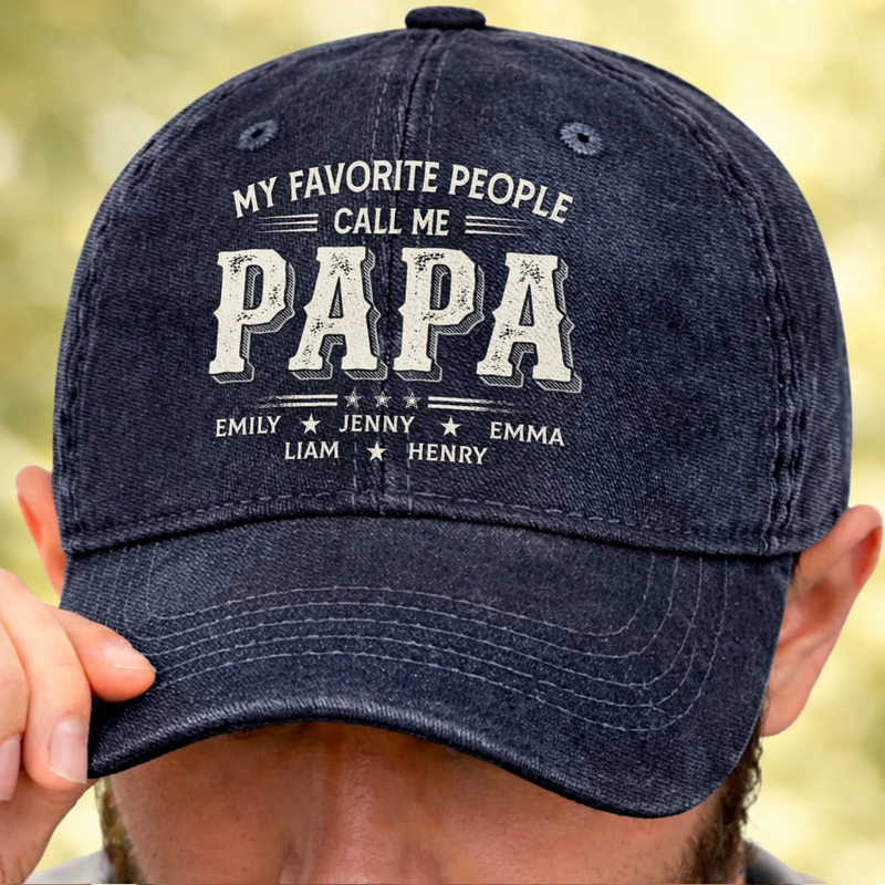Personalised Vintage Washed Denim Cap - Gifts For Dad, Grandpa - Daddy Is Timeless