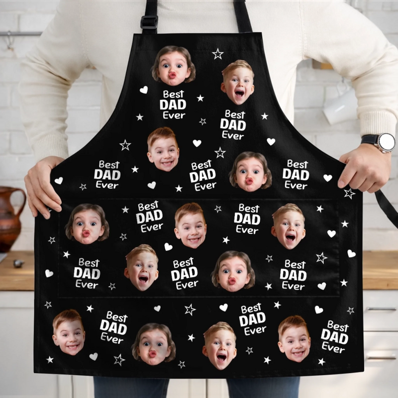 Personalised Photo Apron With Pocket - Father's Day Birthday Gifts For Dad, Grandpa - Loved By Many Hearts