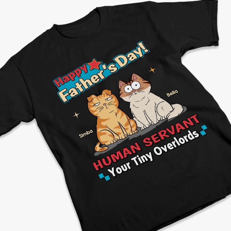 Personalised Unisex T-shirt, Premium T-shirt, Hoodie - Father's Day Gifts For Cat Lovers, Cat Dad - His Little Bosses Run The House