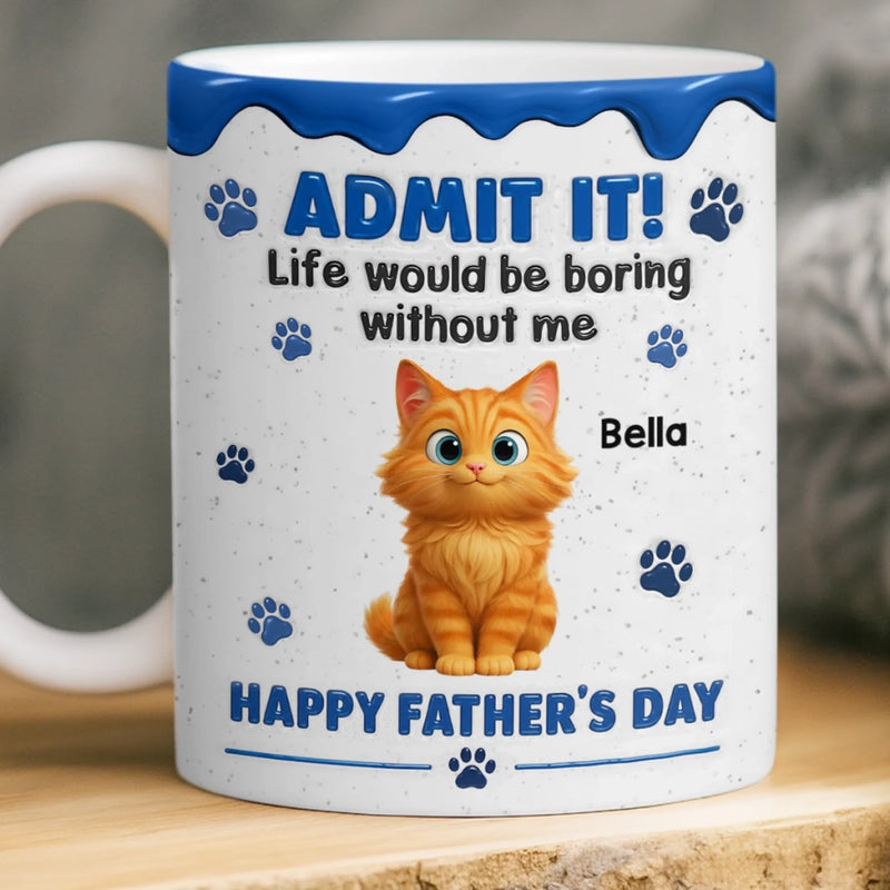Personalised 3D Inflated Effect Printed Mug - Father's Day Birthday Gifts For Dog Cat Lovers, Dog Dad, Cat Owners - Fueled By Pet Love