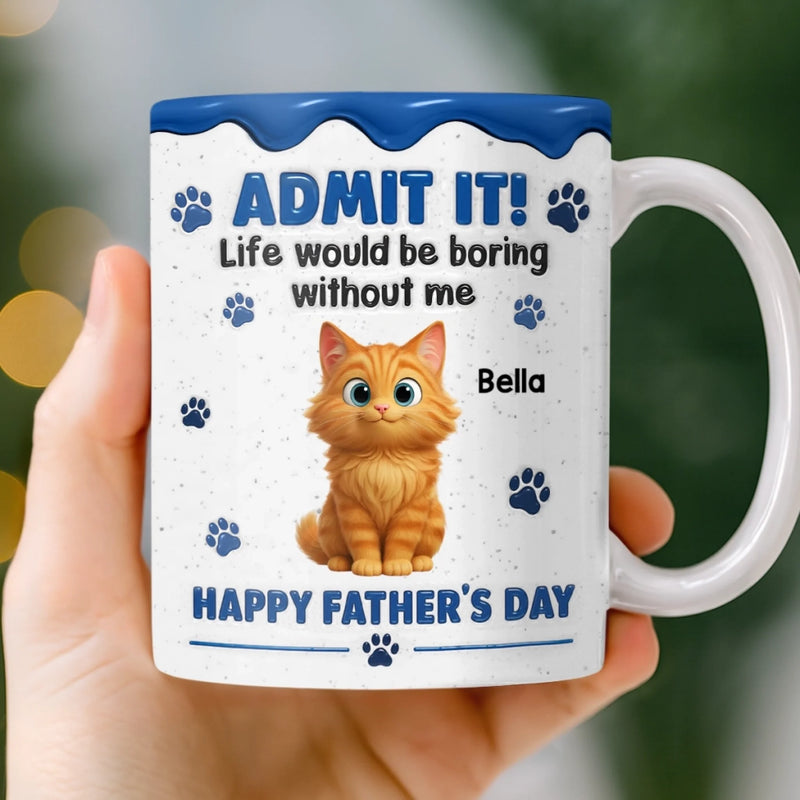 Personalised 3D Inflated Effect Printed Mug - Father's Day Birthday Gifts For Dog Cat Lovers, Dog Dad, Cat Owners - Fueled By Pet Love